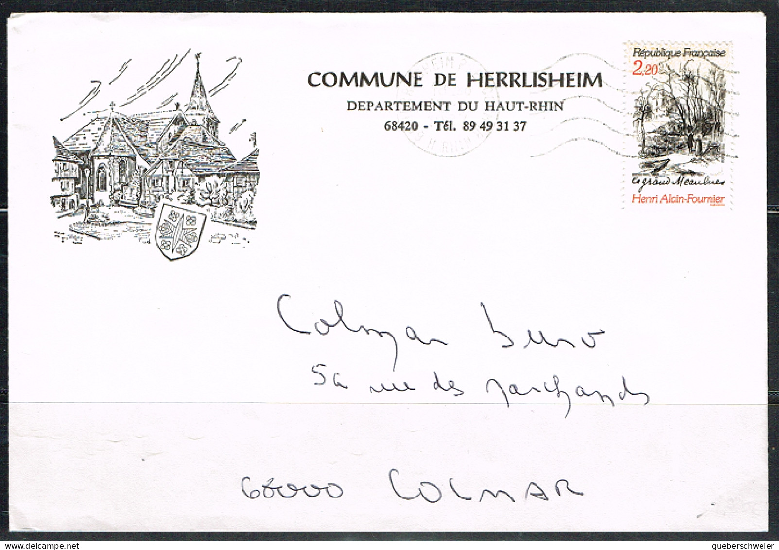 ARB-L103 - FRANCE N° 2443 Le Grand Meaulnes Sur Lettre De Mairie Illustrée - Covers & Documents