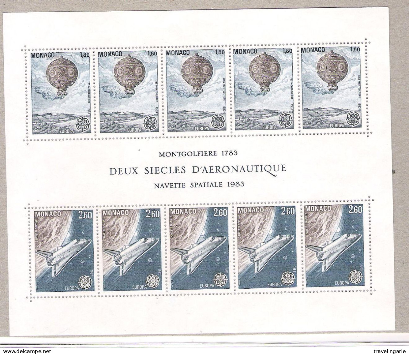 Monaco 1983 S/S Europa Cept Human Genius Balloon, Space Shuttle MNH ** - Autres & Non Classés