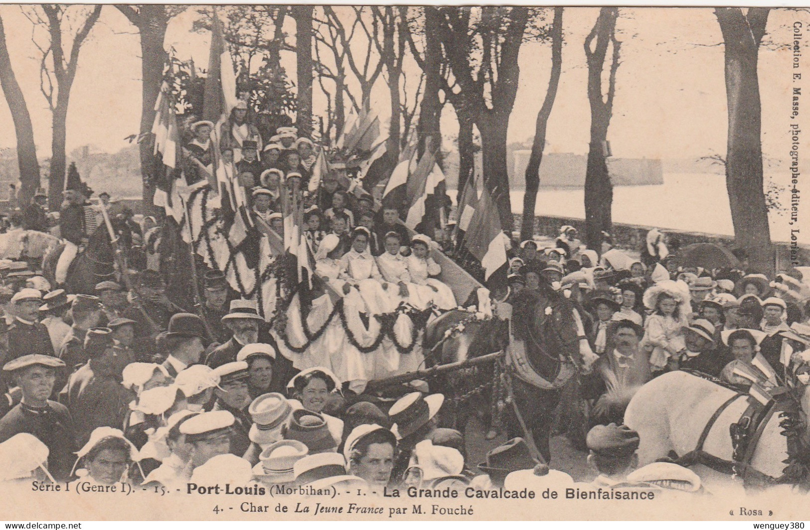 56 PORT-LOUIS LORIENT Grande Cavalcade De Bienfaisance-Char De La Jeune France  Par M. Fouché SUP PLAN  "Rosa"1911 RARE - Port Louis