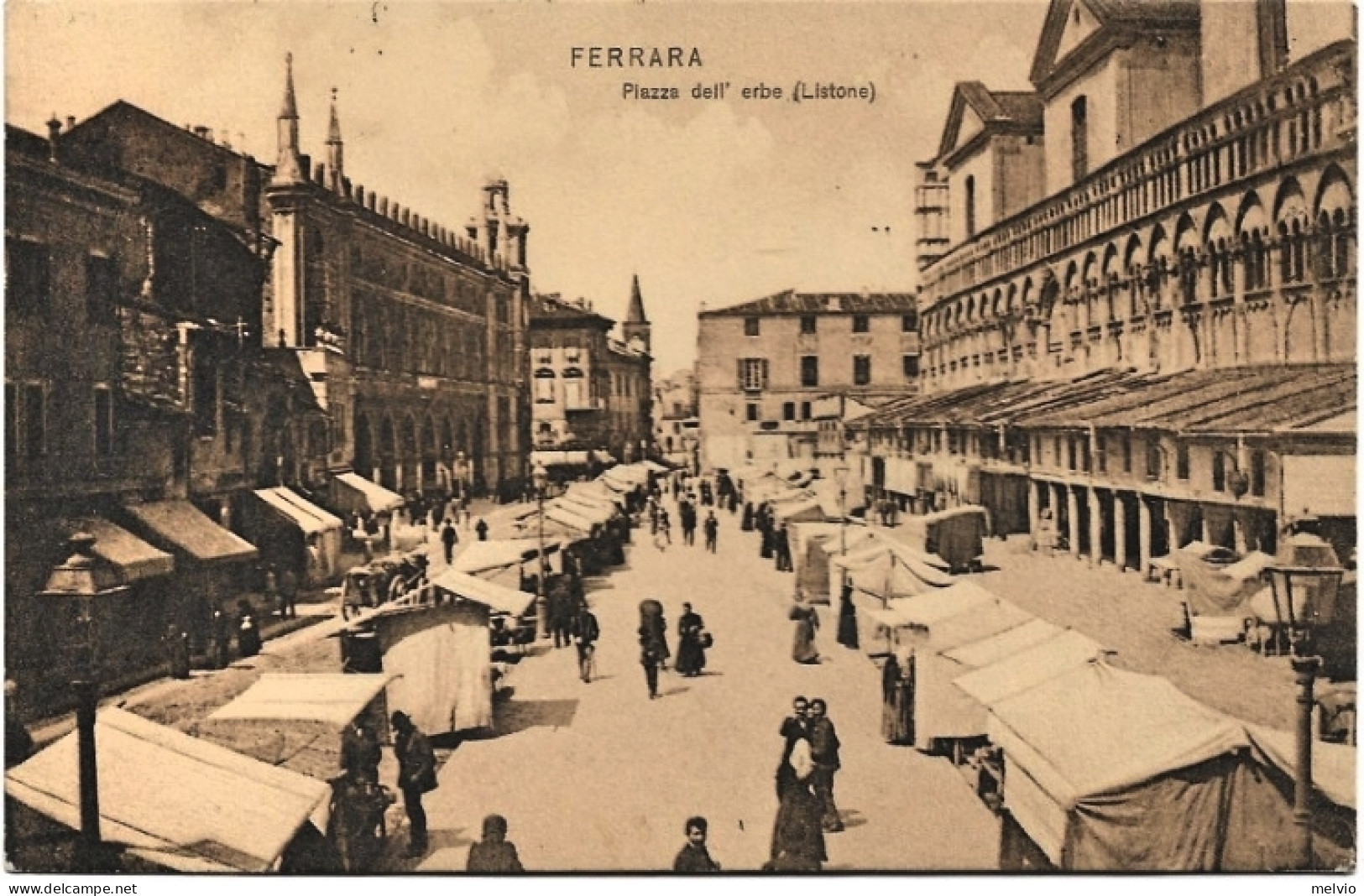 1907-Ferrara Piazza Dell'erbe (Listone), Viaggiata - Ferrara