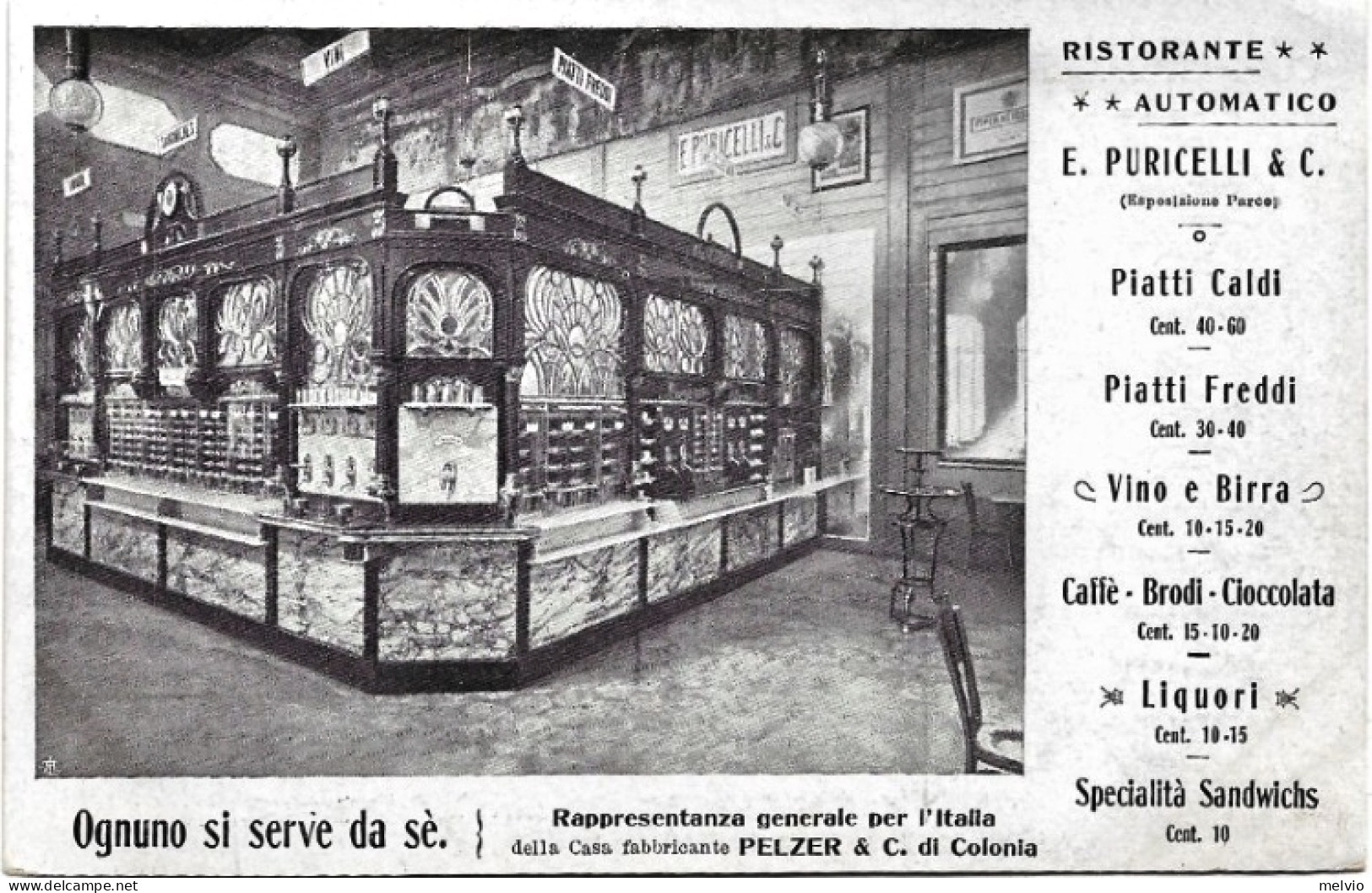 1900circa-Milano "Ognuno Si Serve Da Sè " Ristorante Automatico E.Puricelli - Hoteles & Restaurantes