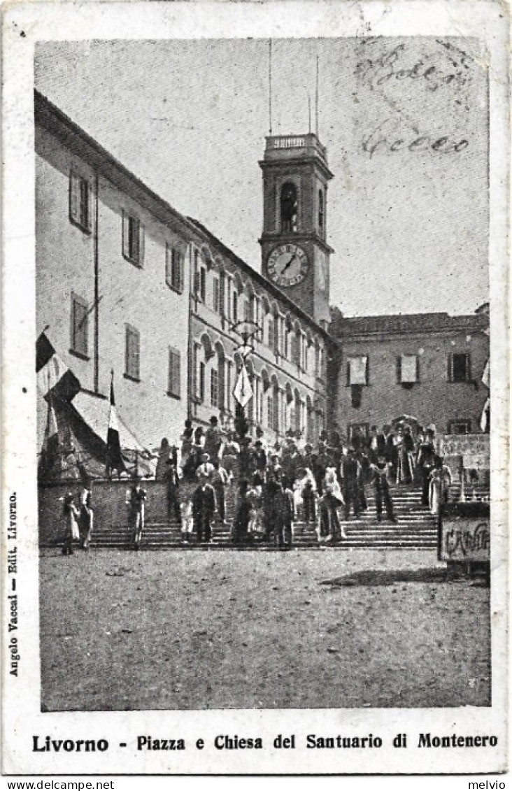 1908-Livorno Piazza E Chiesa Del Santuario Di Montenero - Livorno