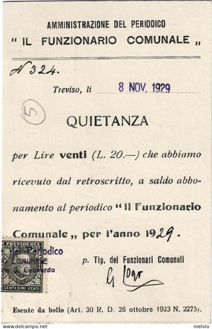 1929-Treviso Cartolina Con Intestazione Pubblicitaria Tipografia Dei Funzionari  - Treviso