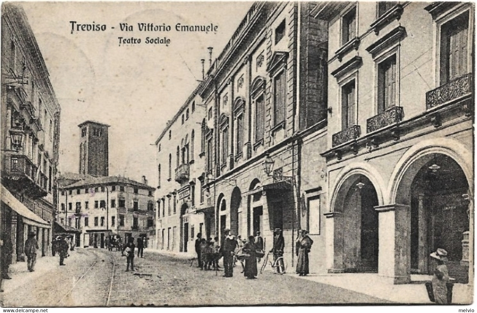 1917-Treviso Via Vittorio Emanuele Teatro Sociale, Viaggiata - Treviso