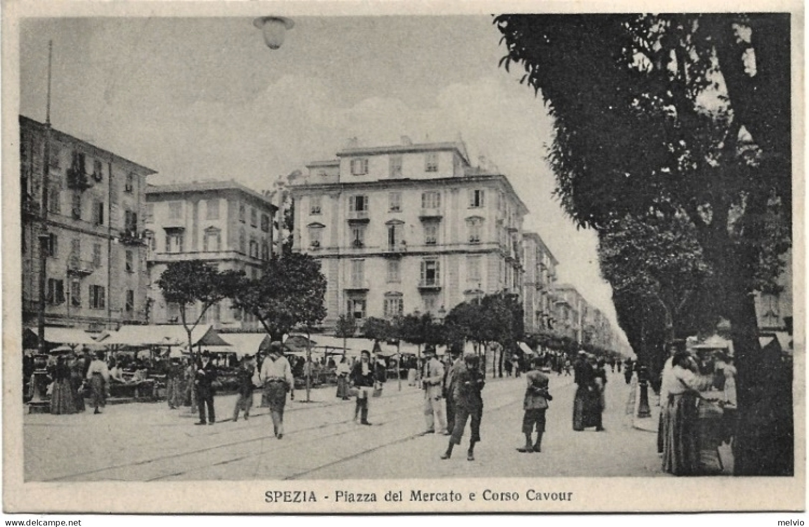 1917circa-La Spezia P.zza Del Mercato E Corso Cavour - La Spezia