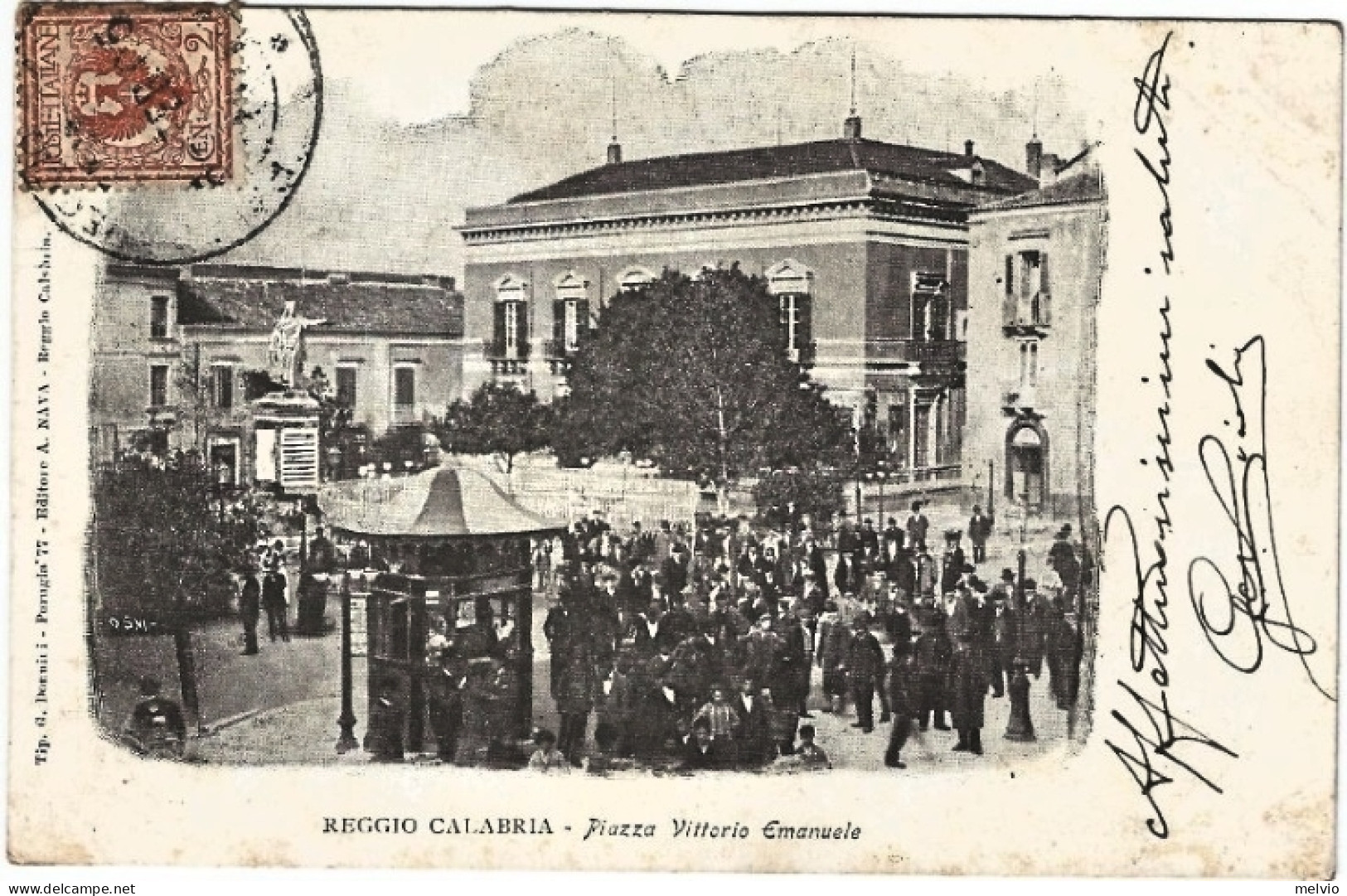 1905-Reggio Calabria, Veduta Piazza Vittorio Emanuele, Animata, Viaggiata - Reggio Calabria