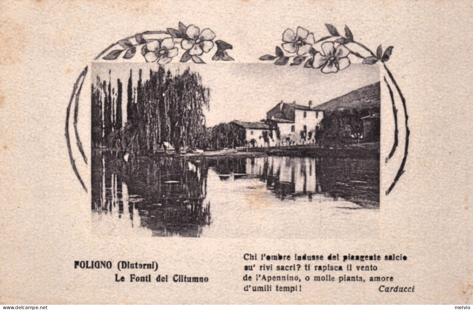 1925ca.Foligno, Le Fonti Del Clitunno Con Versi Del Carducci, Non Viaggiata - Foligno