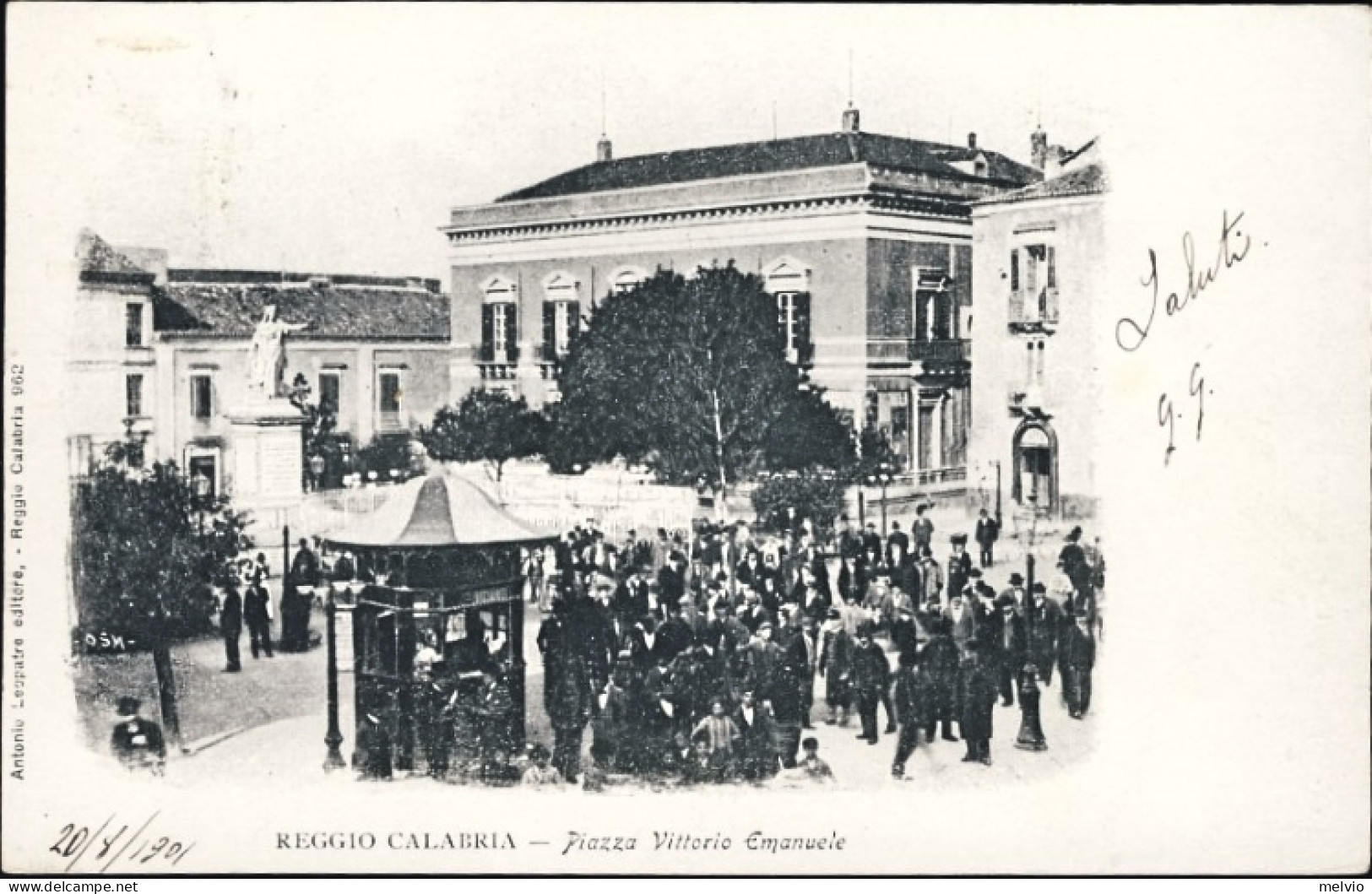 1901-Reggio Calabria, Veduta Piazza Vittorio Emanuele, Animata, Viaggiata - Reggio Calabria
