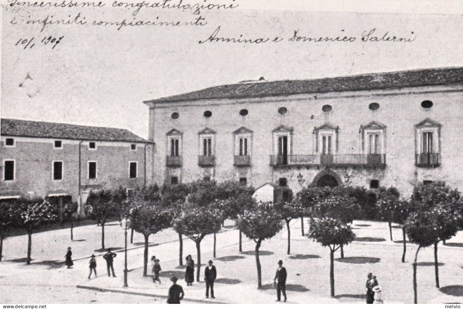 1907-Castrovillari, Cosenza, Veduta Piazza Vittorio Emanuele II, Animata, Viaggi - Cosenza