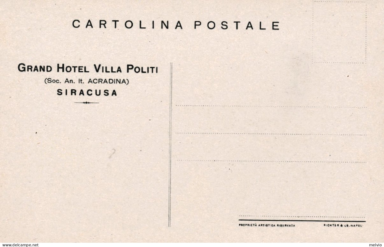 1925ca.-Siracusa, Hotel, Vista Del Grand Hotel Villa Politi, Non Viaggiata - Siracusa