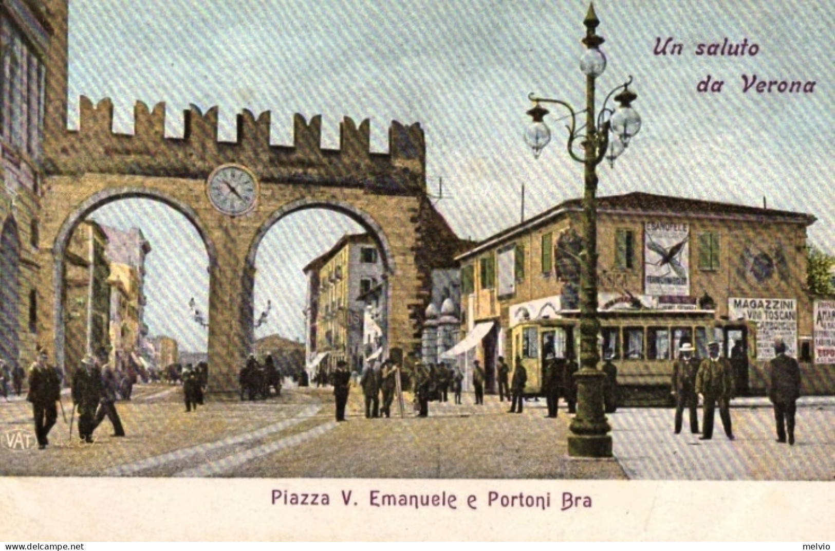 1925ca.-Verona, Piazza Vittorio Emanuele E Portoni Bra, Non Viaggiata - Verona