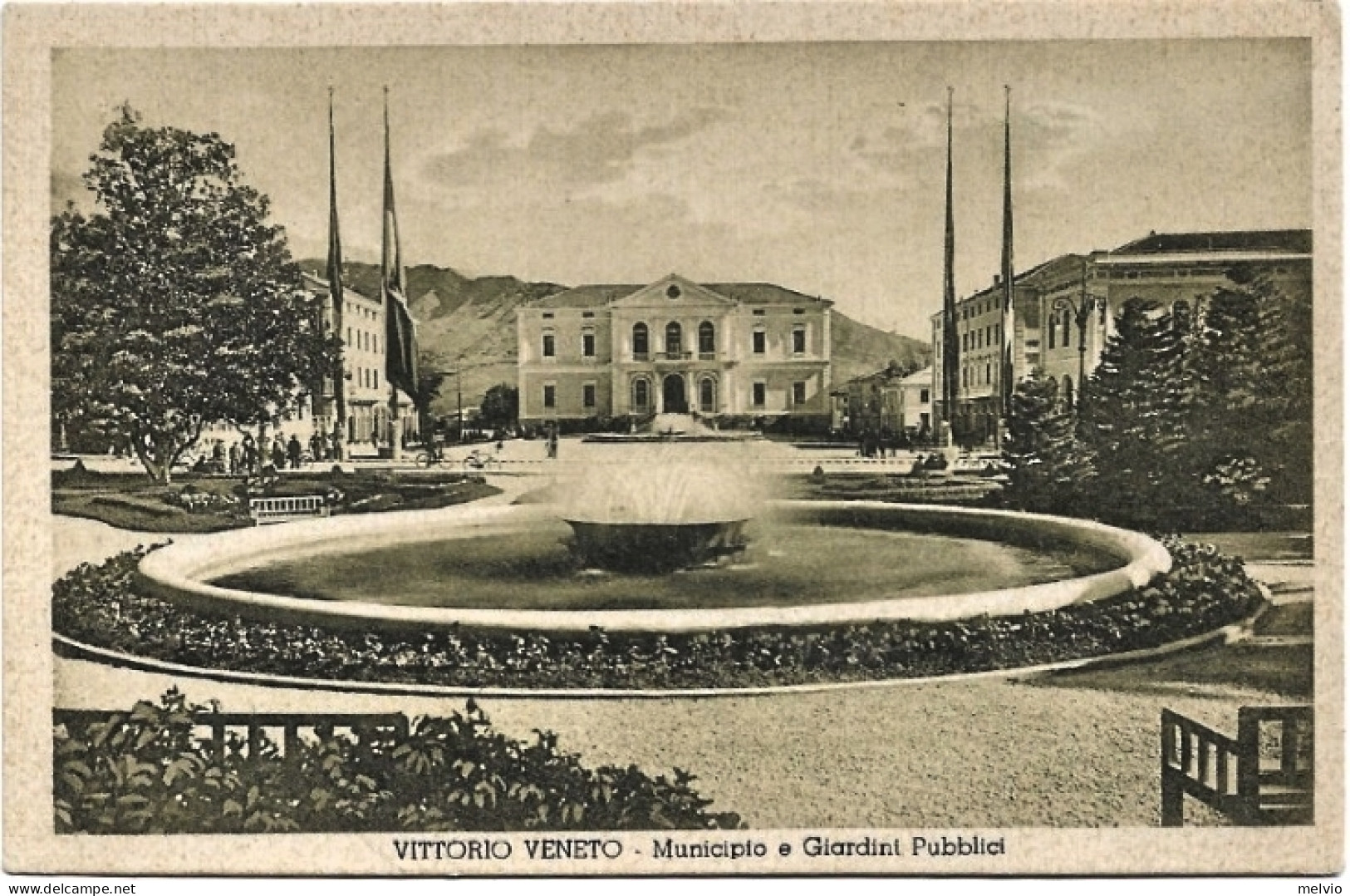 1920circa-Vittorio Veneto Municipio E Giardini Pubblici - Treviso