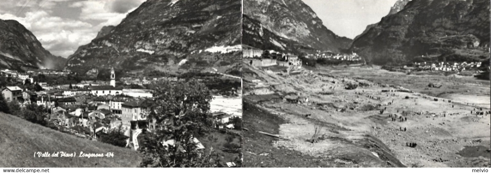 1963-Valle Del Piave Ricordo Di Longarone Vera Fotografia Cartolina Doppia - Belluno