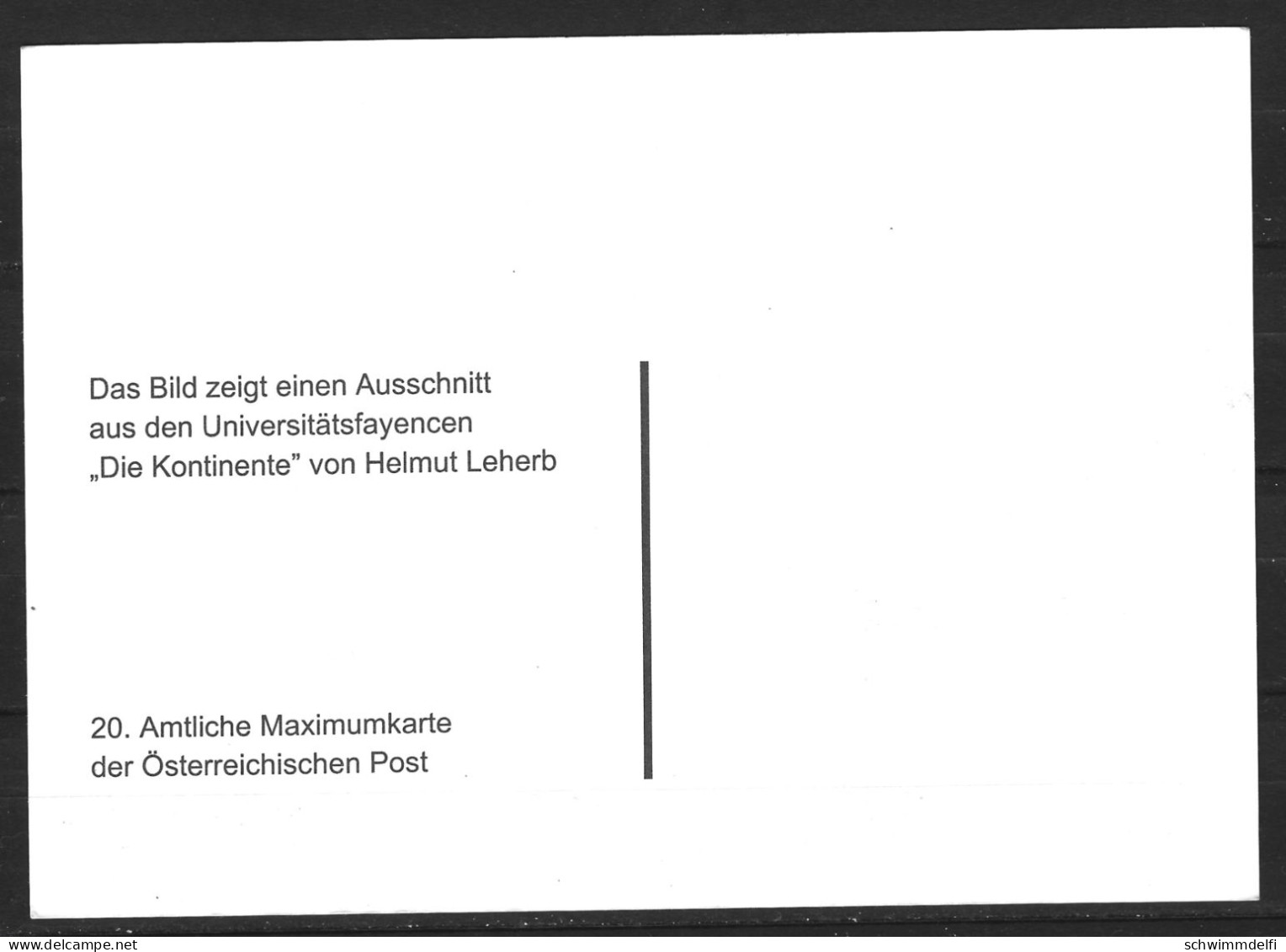 AUSTRIA - OESTERREICH - UN EXTRACTO DE LAS FAYENCIAS UNIVERSITARIAS "LOS CONTINENTES" DE HELMUT LEHERB - TARJETA MÁXIMA - Maximum Cards