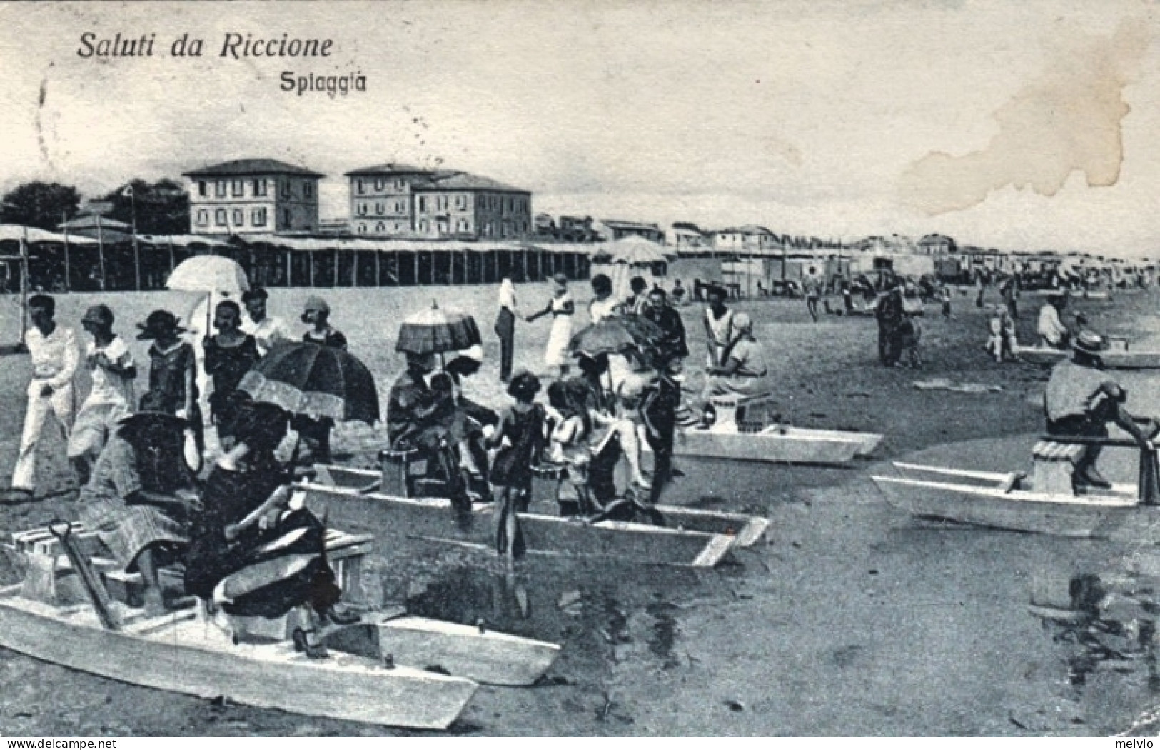 1925-Riccione Forli', Saluti Da Riccione, Bagnanti In Costume D'epoca In Spiaggi - Forli