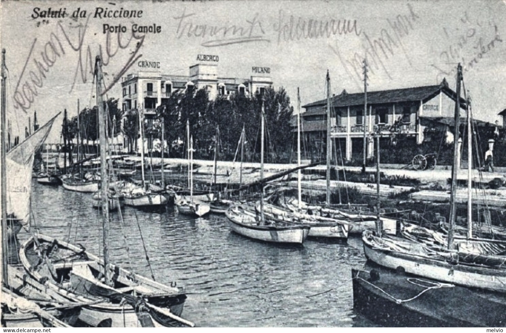 1926-Riccione Forli', Imbarcazioni Dell'epoca Nel Porto Canale, Grande Albergo M - Forlì
