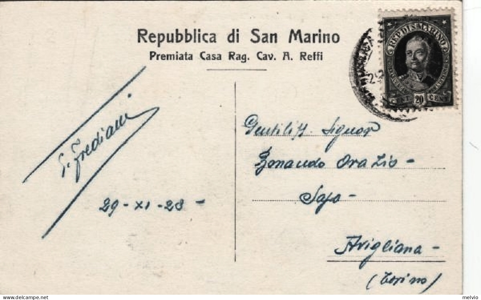 1928-Repubblica Di San Marino, Monte Tifano E Borgo Maggiore, Viaggiata - Autres & Non Classés