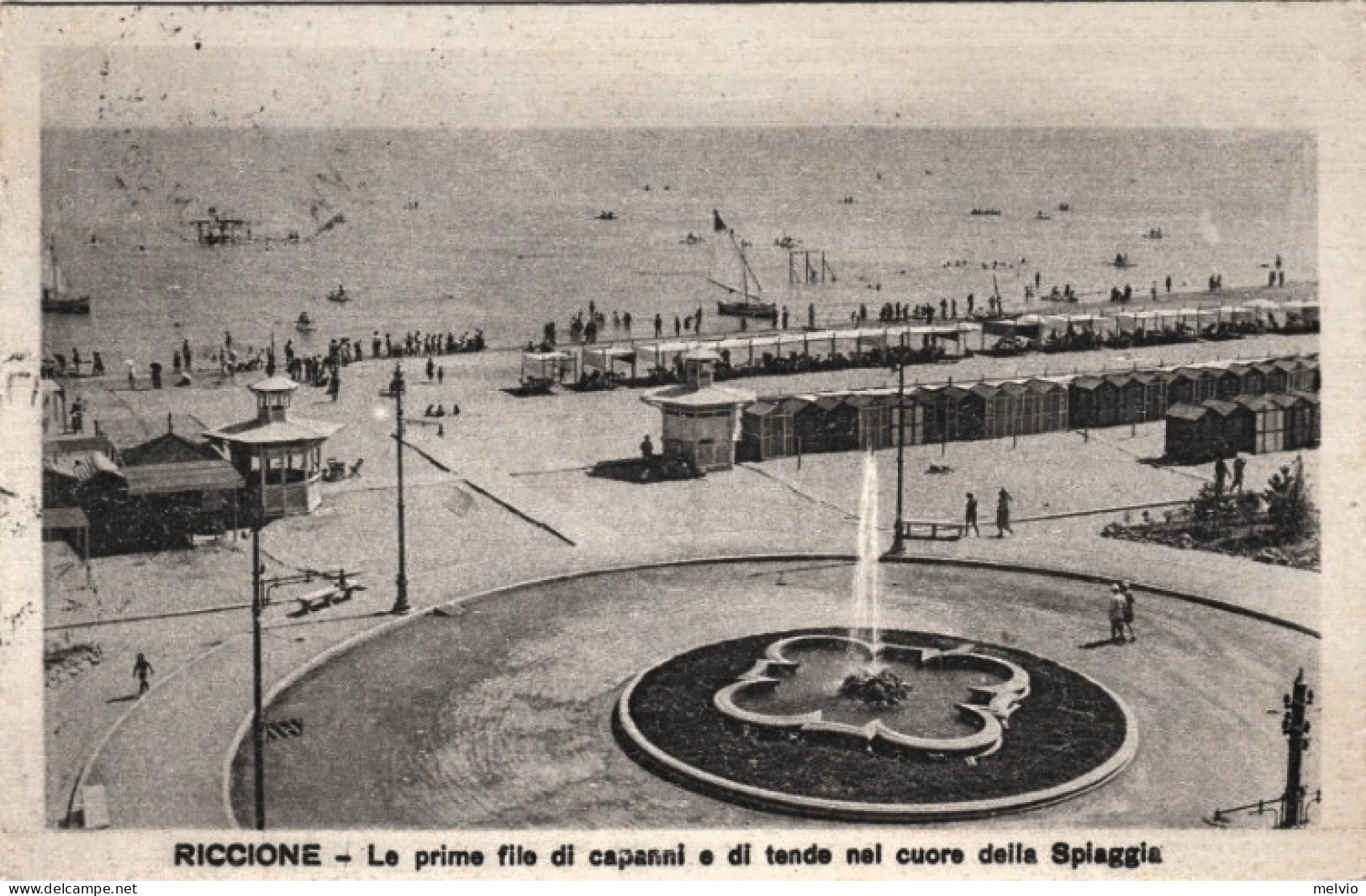 1934-Riccione Forli', Le Prime File Di Capanni E Di Tende Nel Cuore Della Spiagg - Forlì