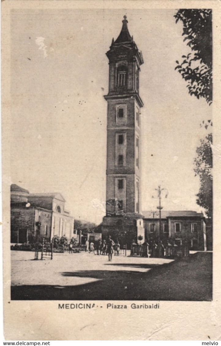 1938-Medicina Bologna, Piazza Garibaldi, Viaggiata - Bologna