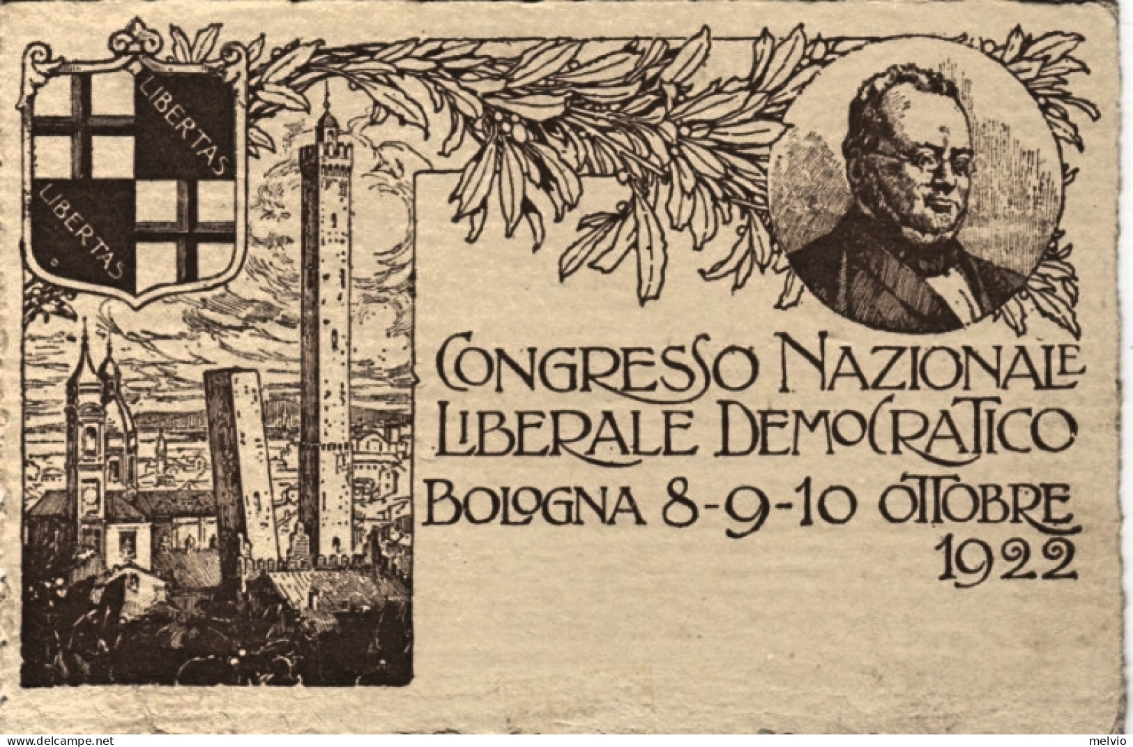 1922-Bologna, Congresso Nazionale Liberale Democratico Bologna 8-9-10 Ottobre192 - Bologna