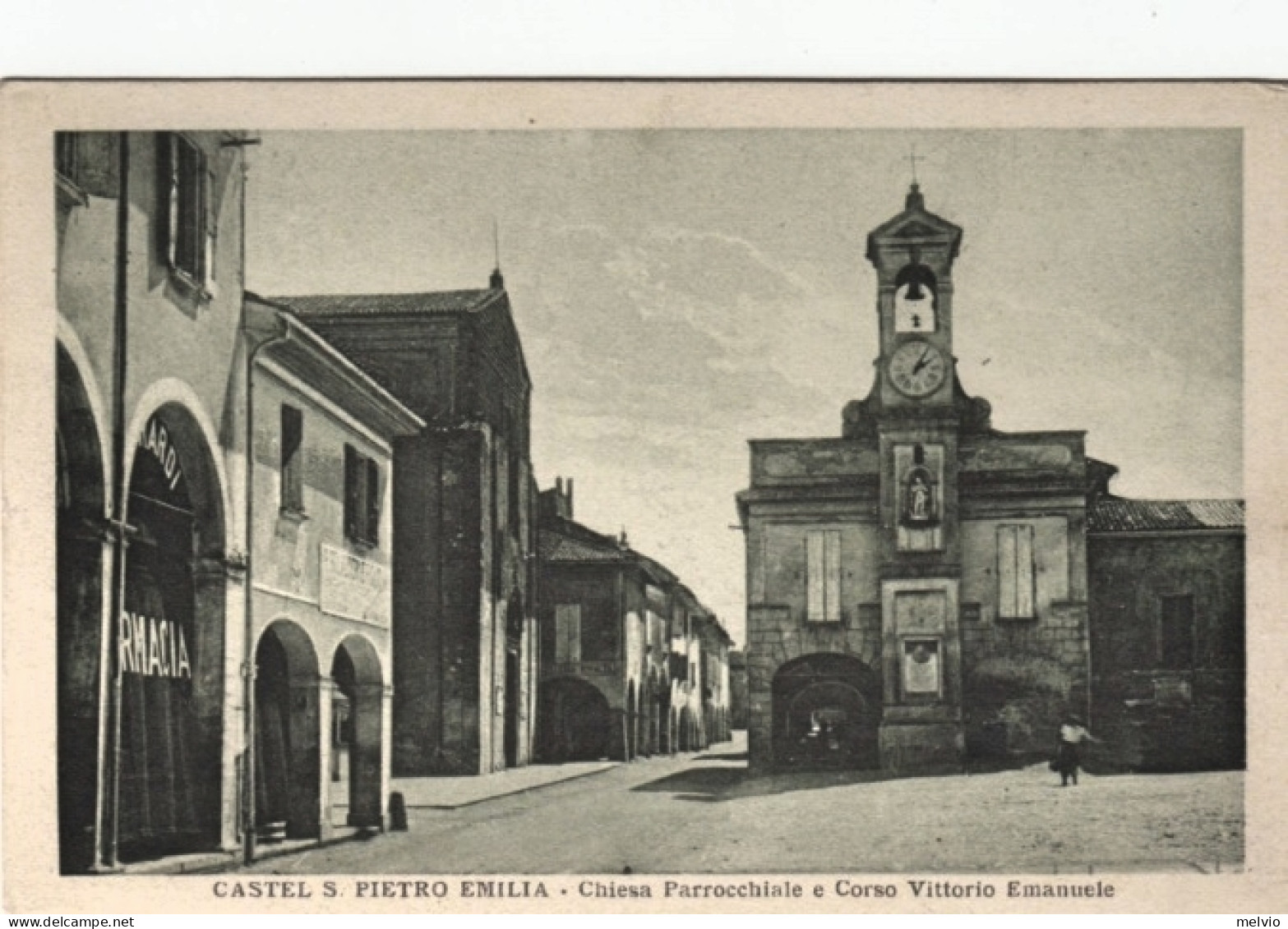 1931-Bologna, Castel San Pietro Emilia Bologna, Chiesa Parrocchiale E Corso Vitt - Bologna