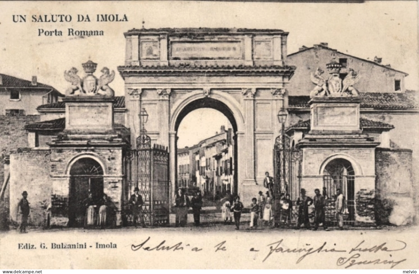 1904-ca.-Imola Bologna, Un Saluto Da Imola, Abitanti Di Fronte A Porta Romana, V - Imola