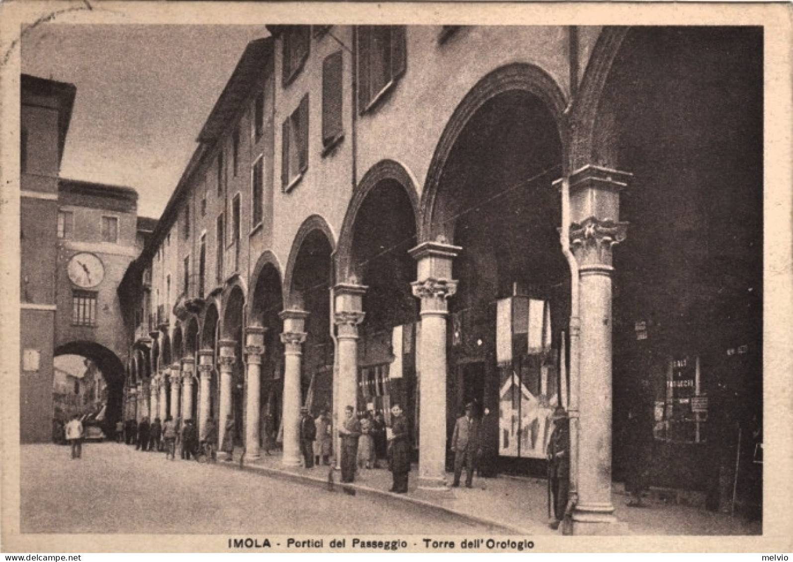 1941-Imola Bologna, Portici Del Passeggio, Torre Dell'Orologio, Animata, Viaggia - Imola