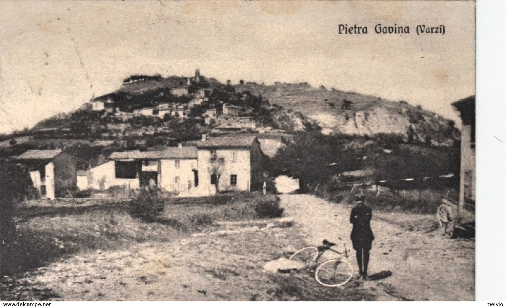 1917-Pietra Gavina Varzi Pavia, Ufficiale Dell'epoca Con Bicicletta In Posa, Ved - Pavia