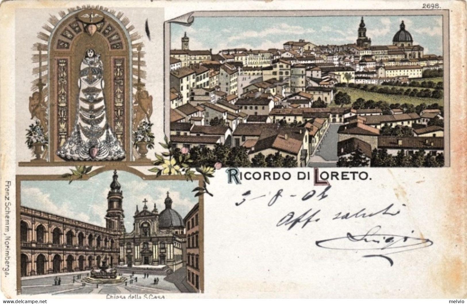 1904-gruss Loreto Ancona, Ricordo Di Loreto, Viaggiata - Ancona