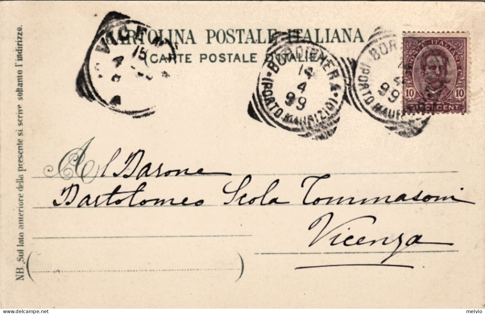 1899-Bordighera Imperia, Route Romaine, Viaggiata - Imperia