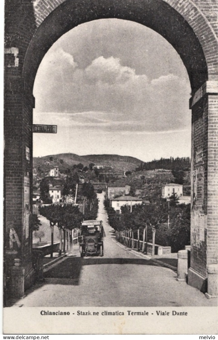 1927-Chianciano Siena, Viale Dante, Antico Autobus Viaggiata - Siena