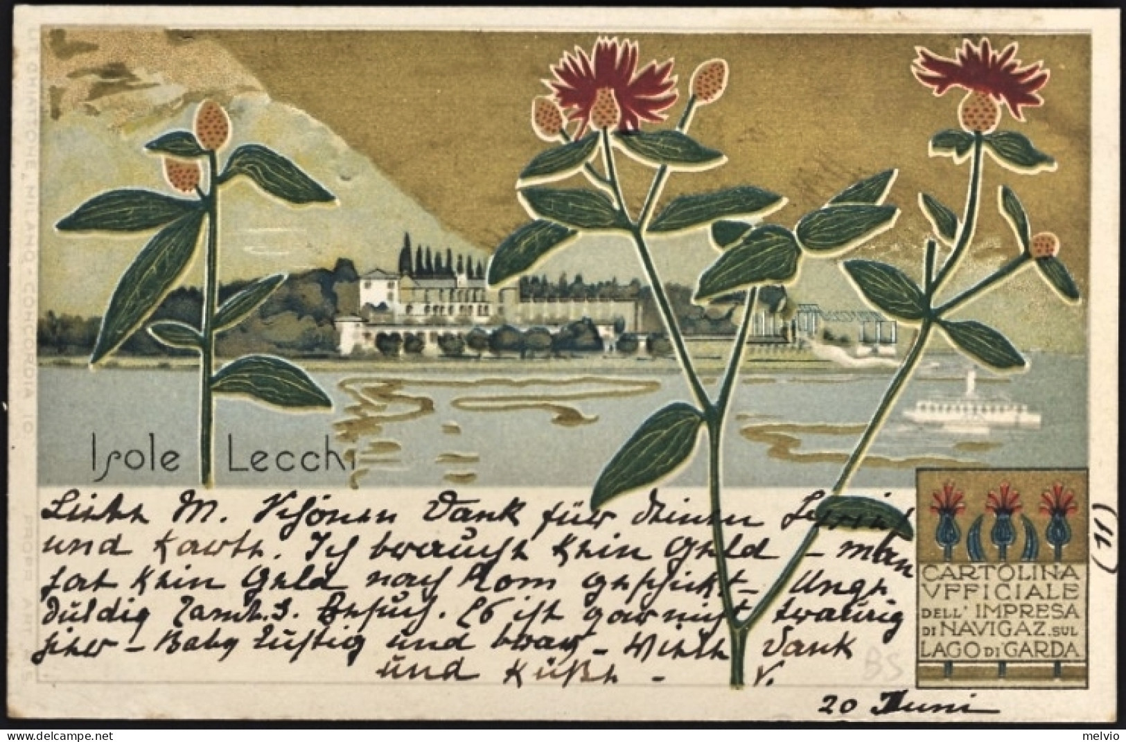 1901-cartolina Ufficiale Dell'impresa Di Navigazione Sul Lago Di Garda Isole Lec - Demonstrations
