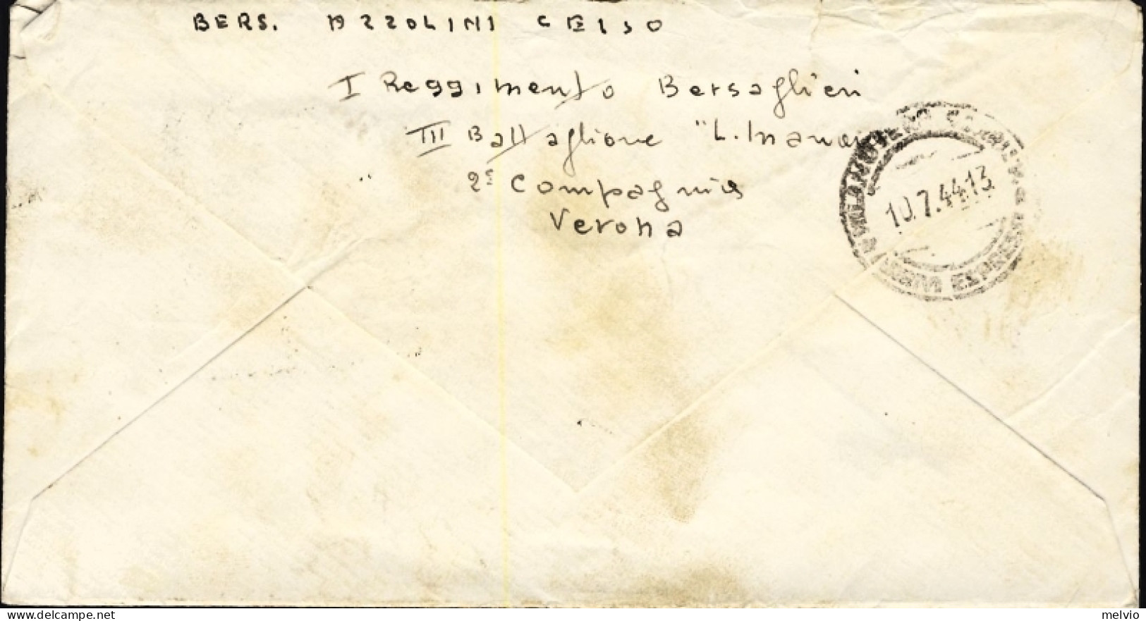 1944-RSI Lettera Con Testo Menzionante Un Bombandamento Affrancata Tre PA. 50c.+ - Marcofilie