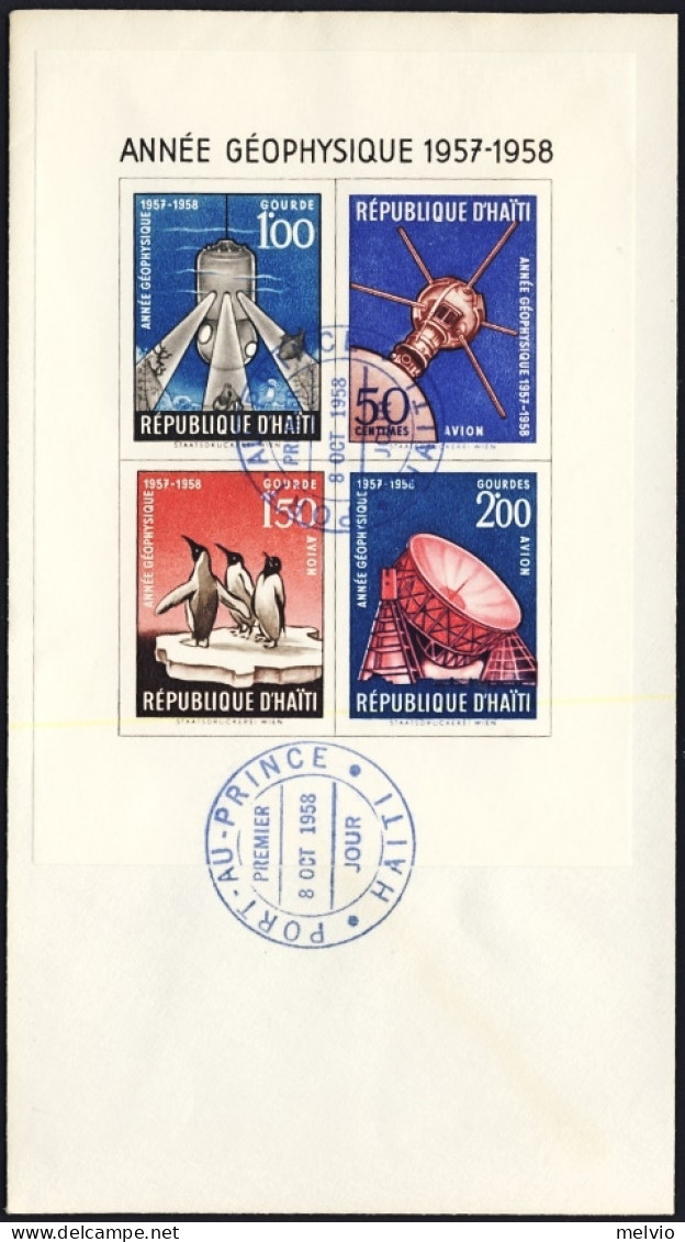 1958-Haiti Serie 7 Valori + Foglietto Non Dentellato Anno Geofisico Internaziona - Haïti