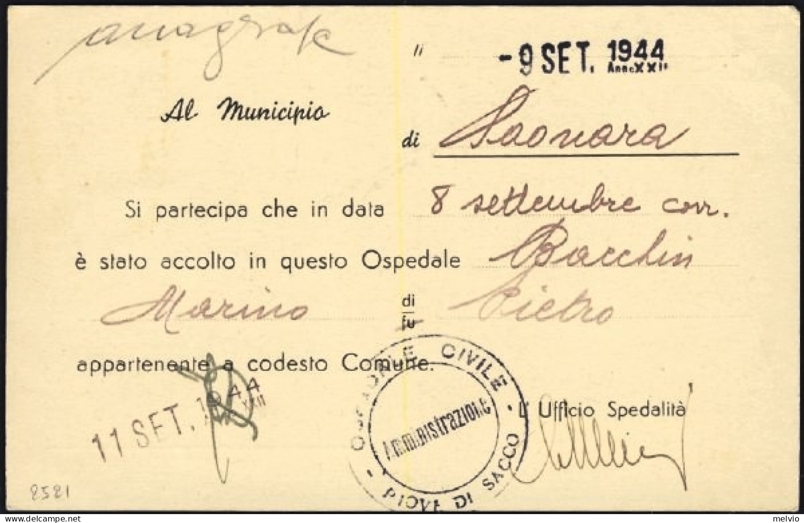 1944-RSI Cartolina Ospedaliera Affrancata Con 30c.soprastampa Fascio Rosso Aranc - Poststempel