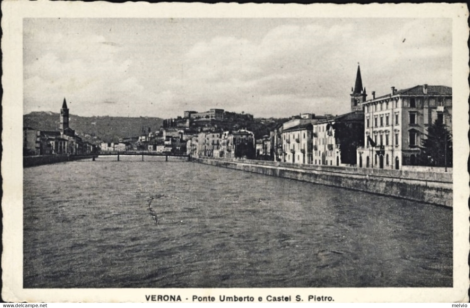 1935-Verona Ponte Umberto E Castel San Pietro Cartolina Viaggiata - Verona