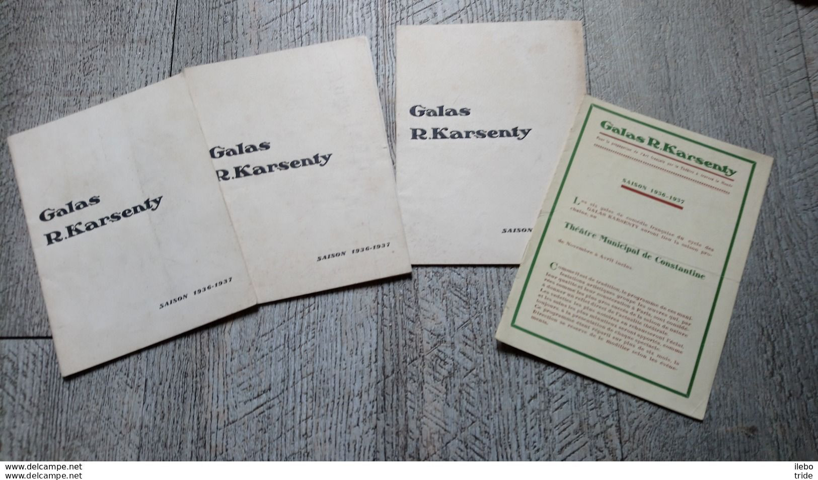 Lot 4 Programmes Galas Karsenty Théâtre Municipal De Constantine 1936-1937 - Programmes