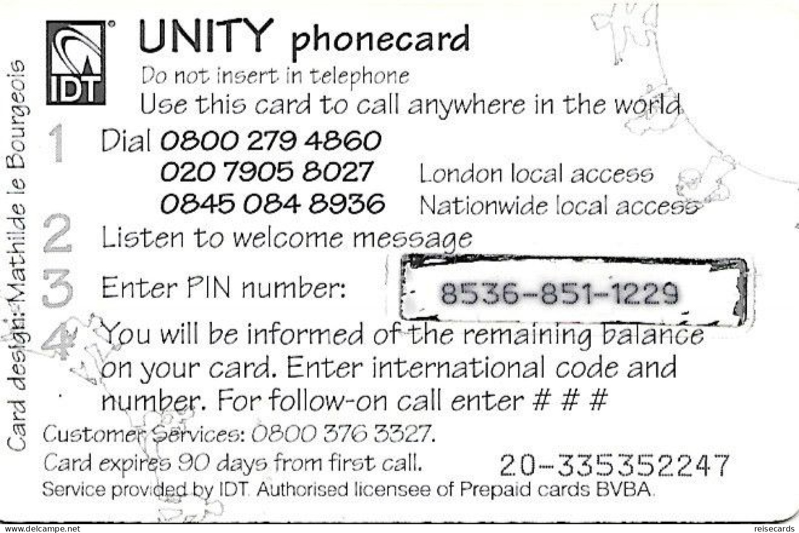 Great Britain: Prepaid IDT - Unity 90 Days - Autres & Non Classés