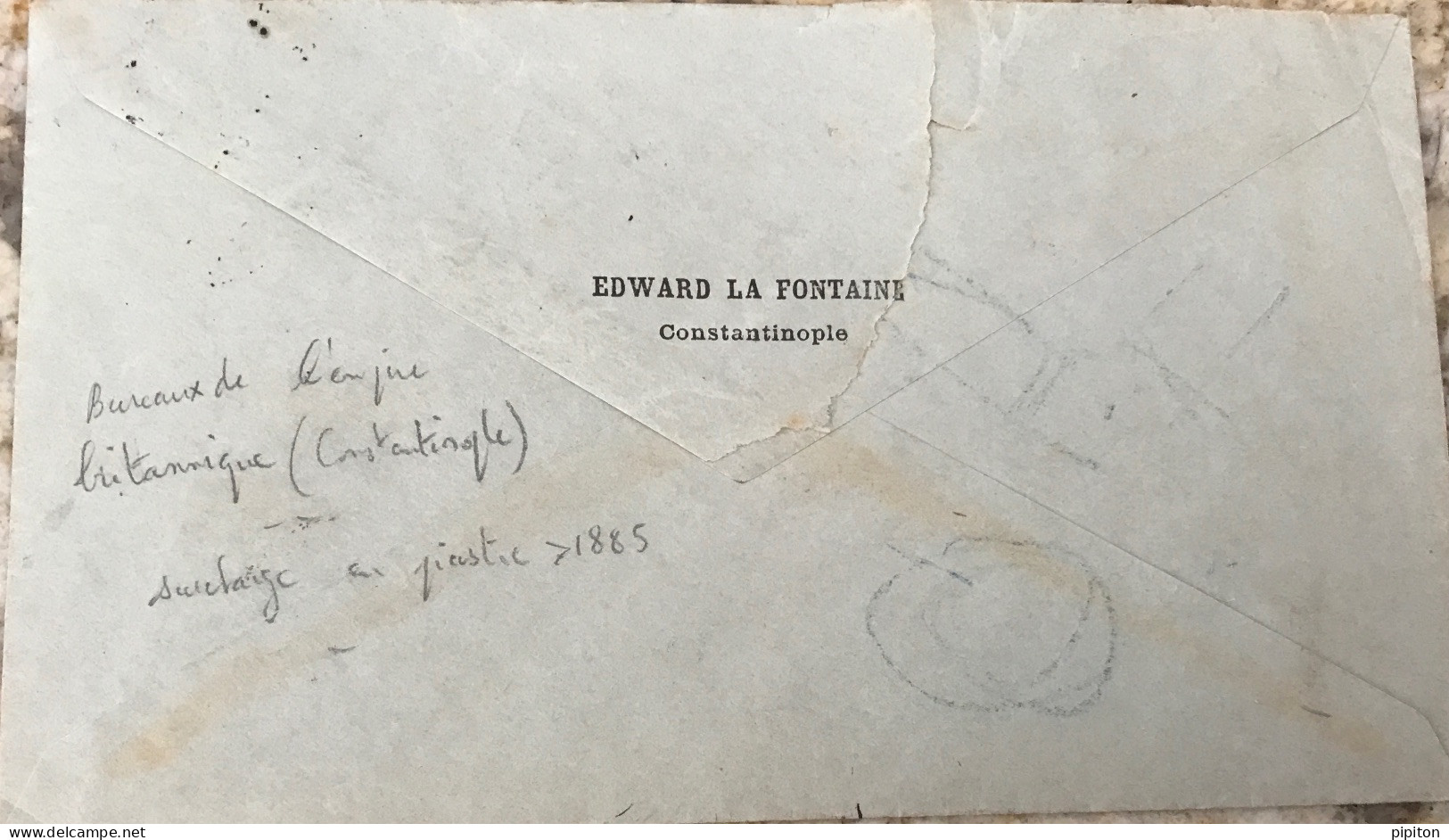 Lettre De Constantinople Pour Bordeaux Timbre Edouard VII Surcharge En Piastre. - Brieven En Documenten