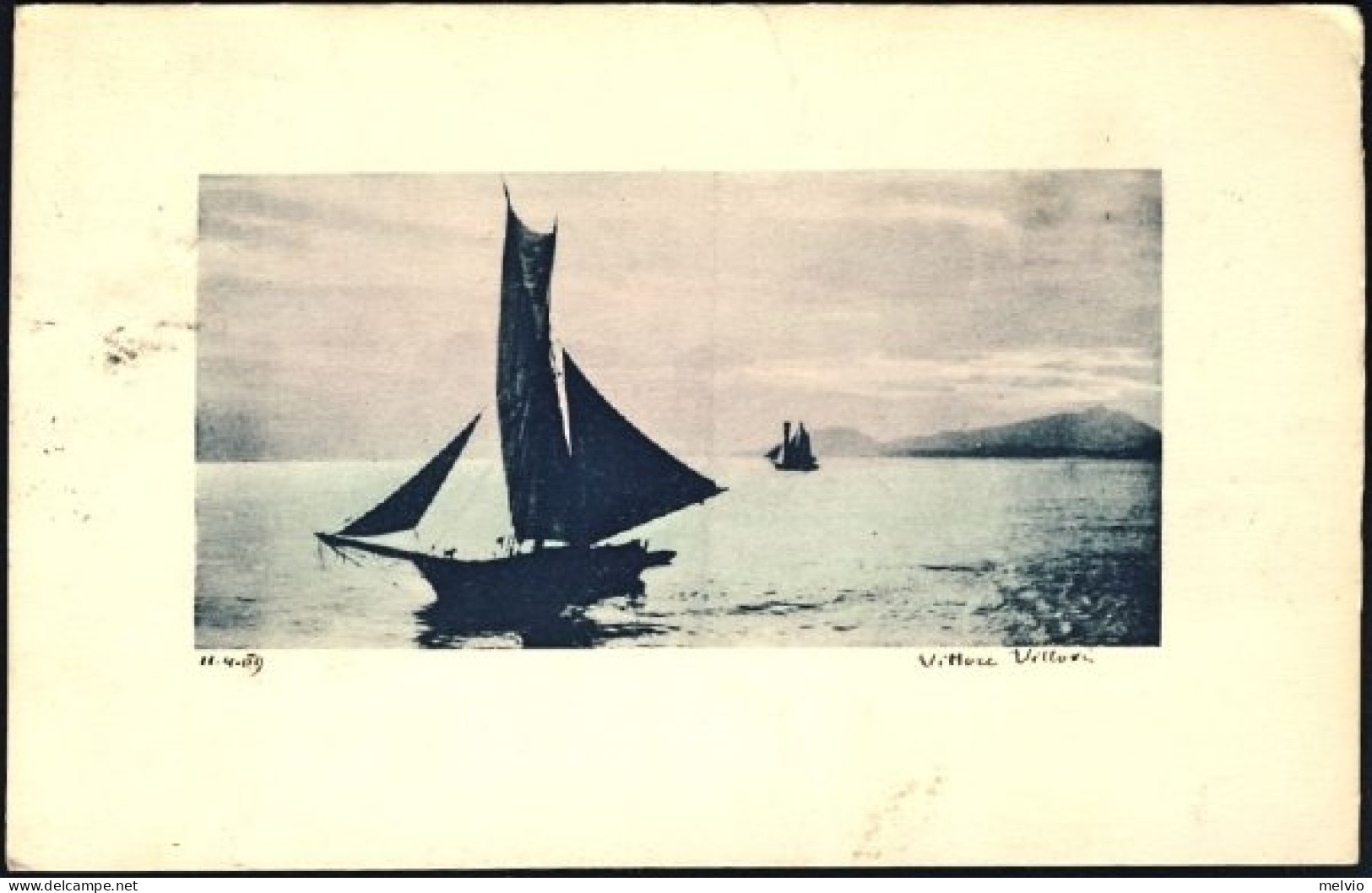 1909-imbarcazioni A Vela Cartolina Viaggiata Disegnatore Vittore Vittori - Pesca