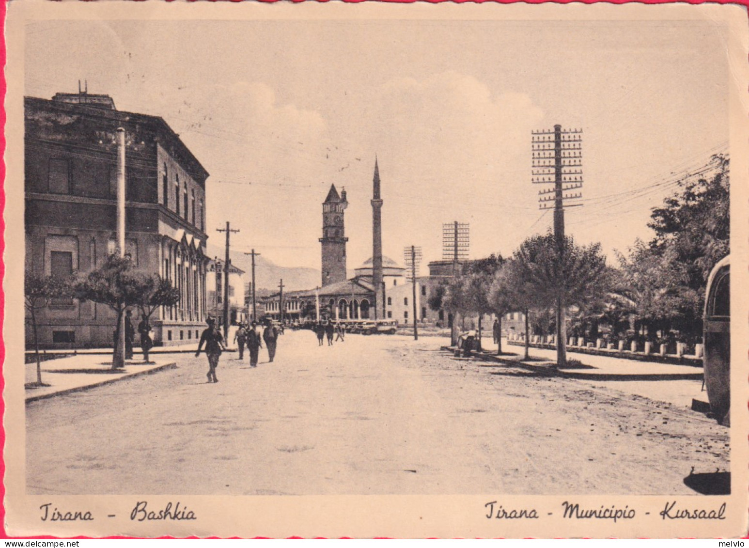 1940-Albania Occupazione Italiana Tirana Bashkia Municipio Viaggiata Affrancata  - Albanien