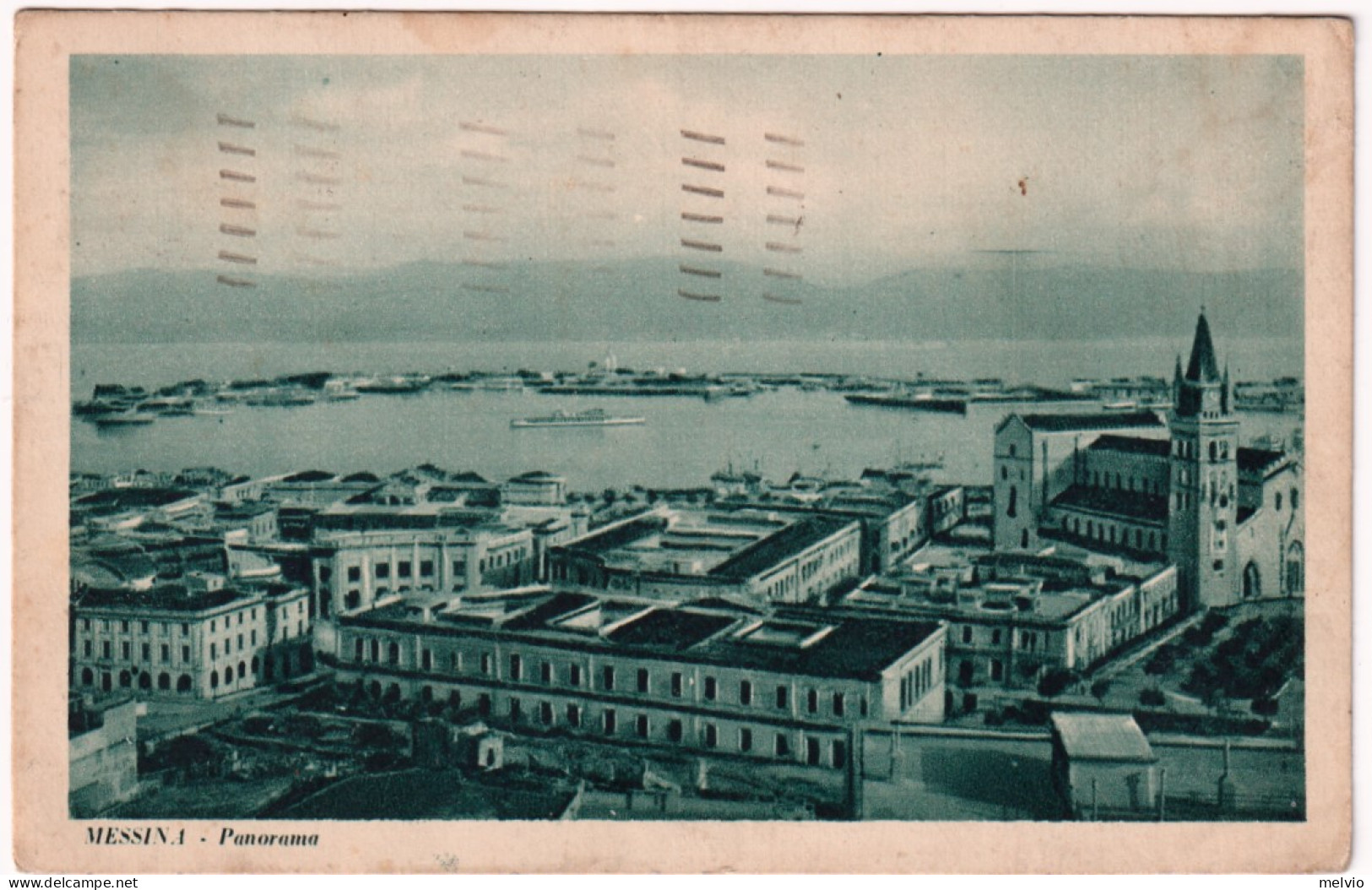 1935-Messina Panorama Cartolina Affrancata 10c. Imperiale + Somalia 10c. (frode  - Marsala