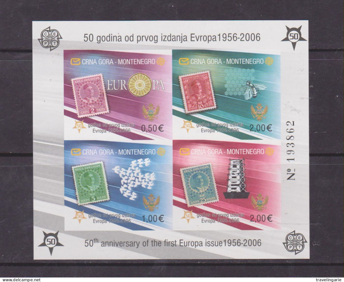 Montenegro 2006 S/S 50th Anniversary Europa Stamps (1) ND-imperforate / MNH ** - Montenegro