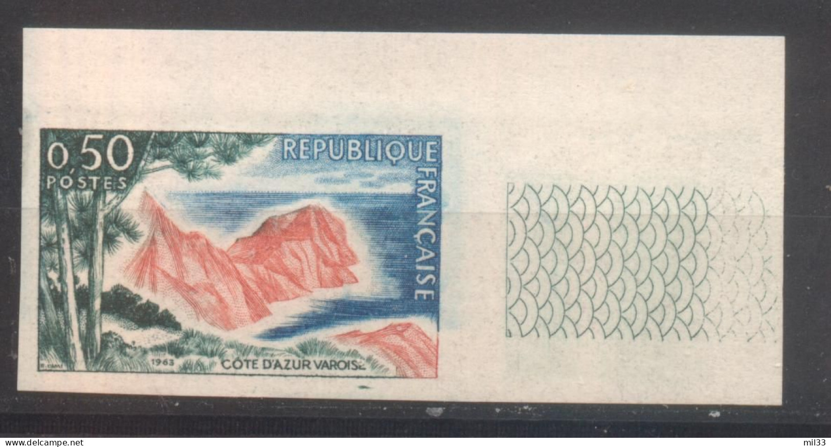 Superbe Coin De Feuille Côte D'Azur Varoise YT 1391 De 1963 Sans Trace De Charnière - Unclassified