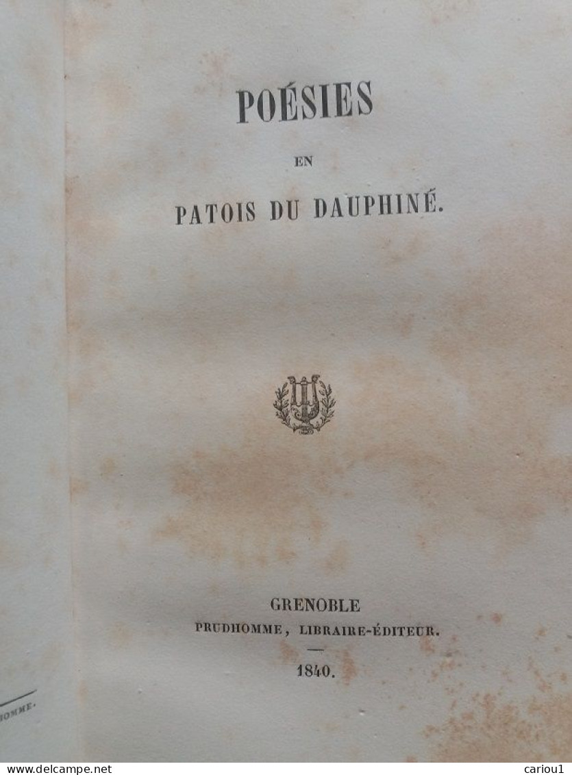 C1  POESIES EN PATOIS Du DAUPHINE Grenoblo Malherou RELIE 1840 Grenoble Port Inclus France - 1801-1900