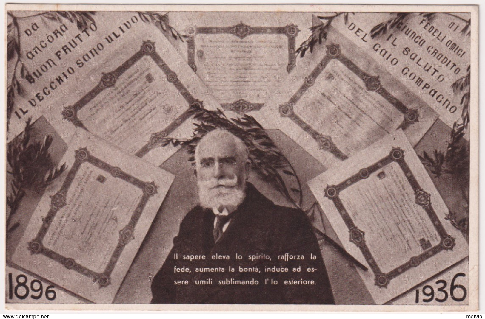 1936-Il Sapere Eleva Lo Spirito, Cartolina A Firma Vittorio Boccara - Escritores