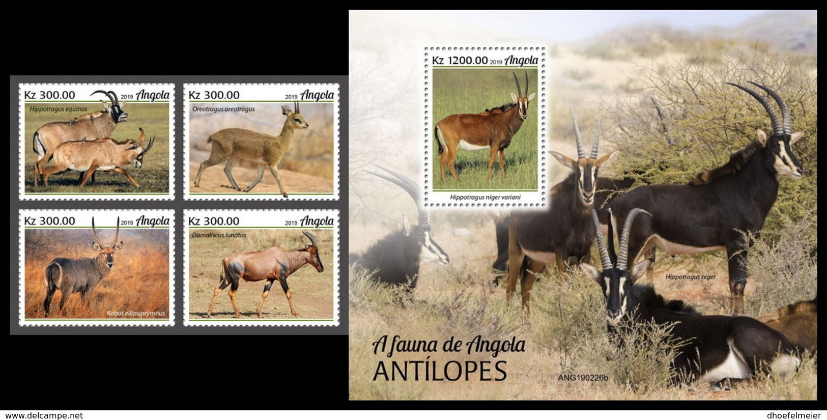 ANGOLA 2019 MNH Antelopes Antilopen Antilopes 4v+S/S - OFFICIAL ISSUE - DH2006 - Animalez De Caza