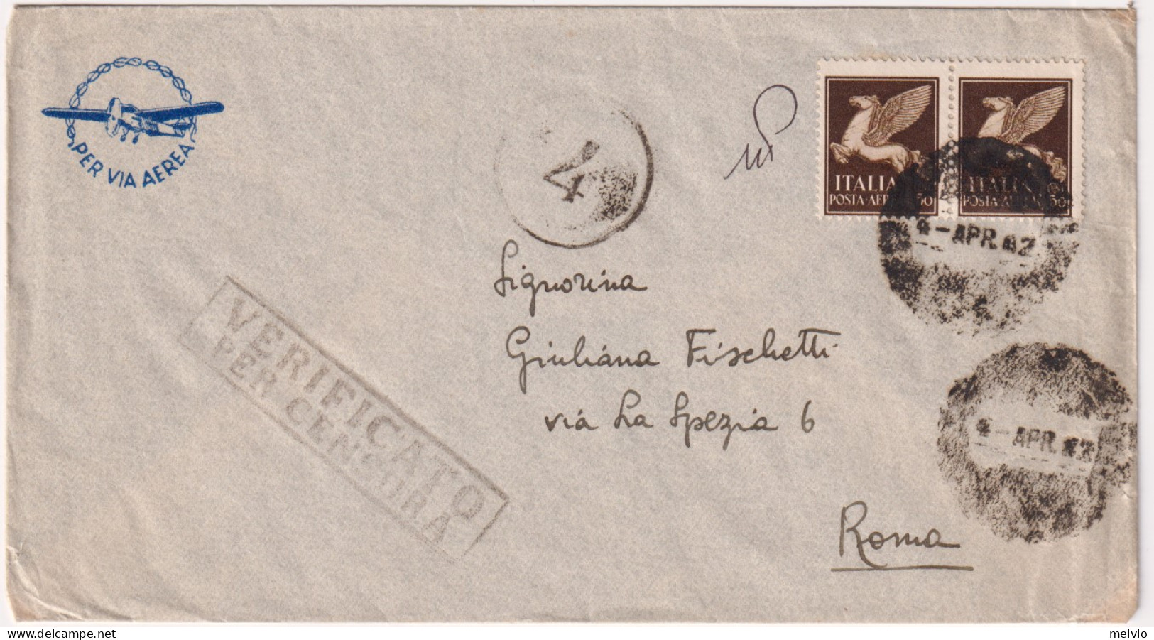 1942-annullo Muto Del 8.4, Manoscritto Maridife Egeo BN 300 PM 550E - Egeo
