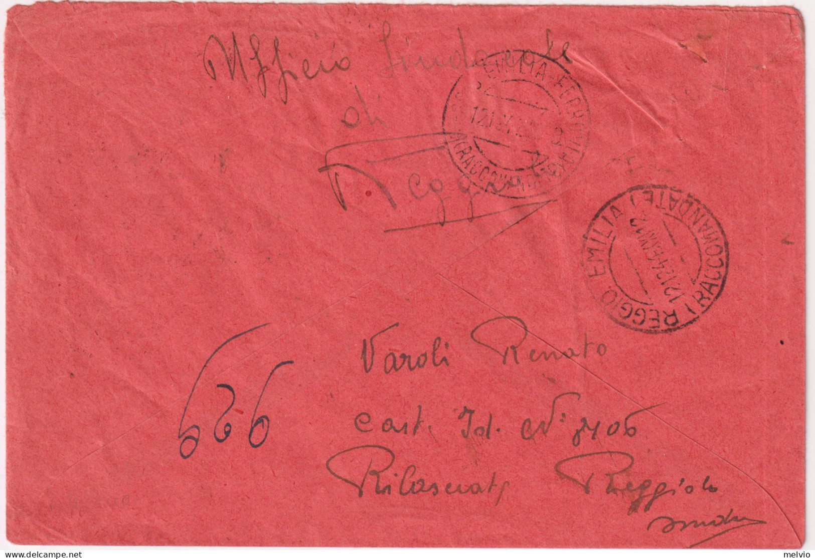 1944-raccomandata Affrancata Coppia L.1,25 Soprastampati Fascetto - Poststempel