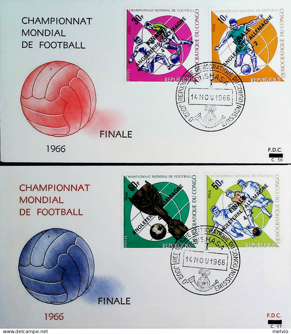 1966-CONGO REP. Camp. Mondo Calcio Vittoria Gran Bretagna Serie Cpl. (638/45) Su - Andere & Zonder Classificatie